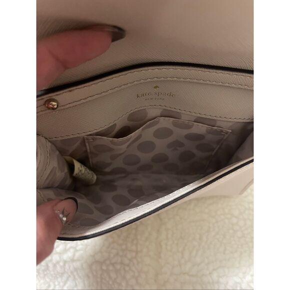 Kate Spade Staci Colorblock Small Flap Crossbody  Taupe/White - Picture 3 of 6